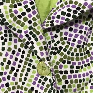 Mosaic green and purple Trench style jacket
